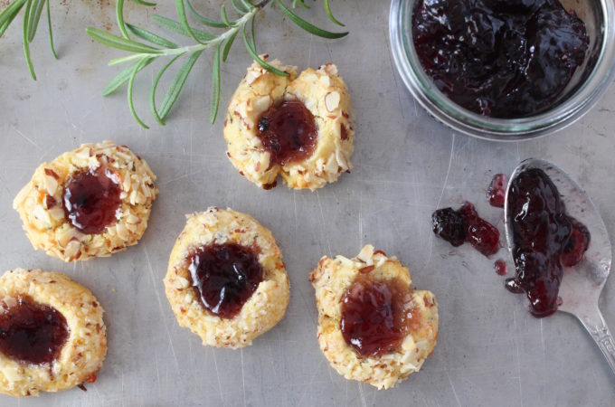 cheddar rosemary thumbprint cookies
