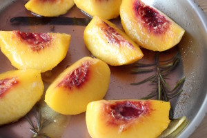 poached peaches in liquid