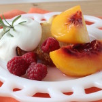 Poached peaches with rosemary