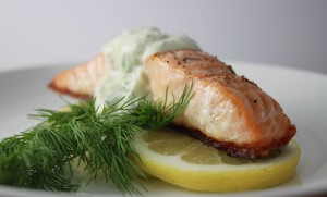 salmon with sour cream dill sauce