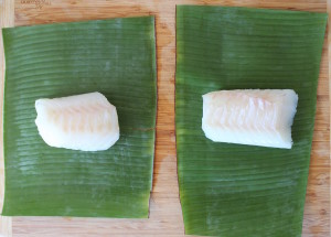 cod in banana leaves raw