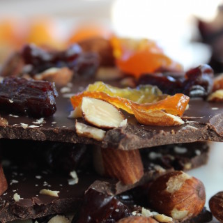 chocolate almond cherry kumquat bark