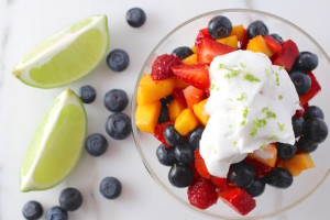 fruit salad with coconut cream