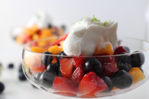 fruit with whipped coconut cream