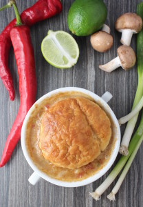 thai seafood pot pie with veggies