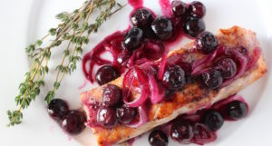 salmon with blueberries