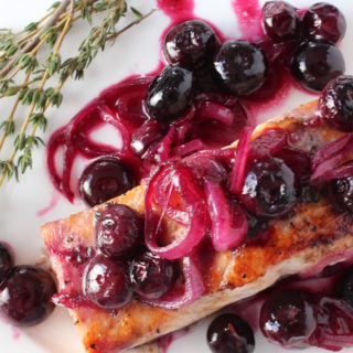 salmon with blueberries