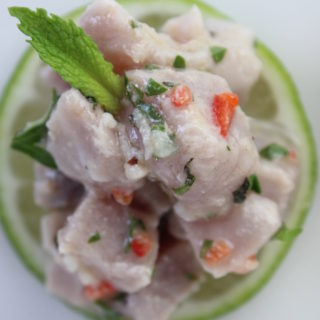 yellowfin ceviche on lime
