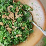 kale cashew salad in bowl