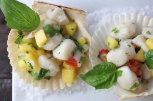 scallop ceviche close up