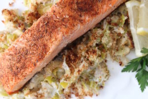 king salmon with creamed leeks