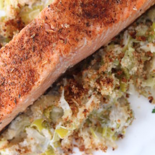 king salmon with creamed leeks