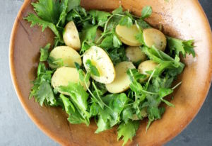 mizuna and potatoes