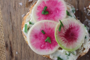 Watermelon Radish Crostini