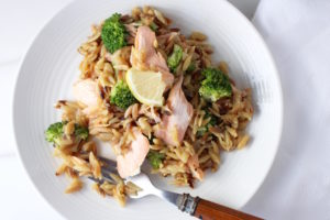 Orzo with Broccoli and Salmon