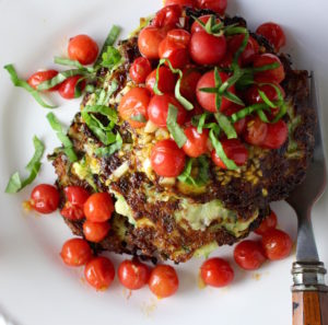 Zucchini Fritters with Tomatoes and Basil