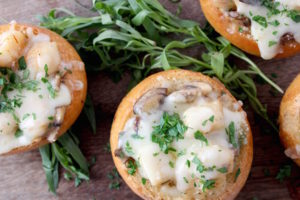 Seafood bread bowl with saffron and tarragon