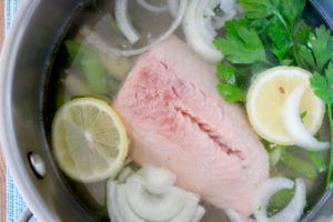 Poached Salmon in pot