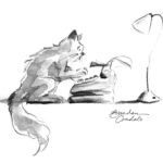 cat at typewriter