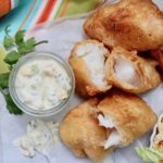 Beer batter fish with mango sauce