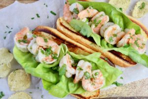 Shrimp with basil and lime